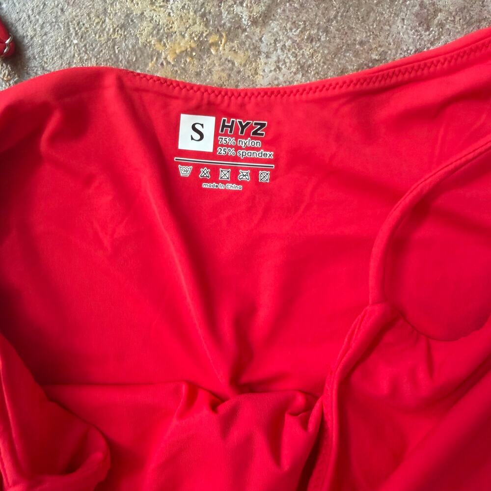 HYZ Thong Bodysuit Lot of 2 Smooth Lined Stretch Small Red White Tank TikTok - Picture 3 of 3